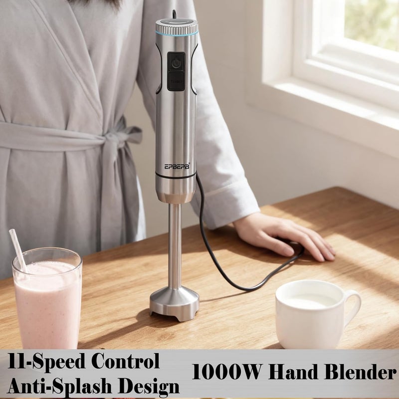 WEBUEP Handheld immersion Blender 11-Speed, 1000W Immersion Blender with Anti-Splash Design, Stainless Steel Blade for Blending Soup, Smoothies, Mayonnaise,Making Food Is More Convenient - Image 3